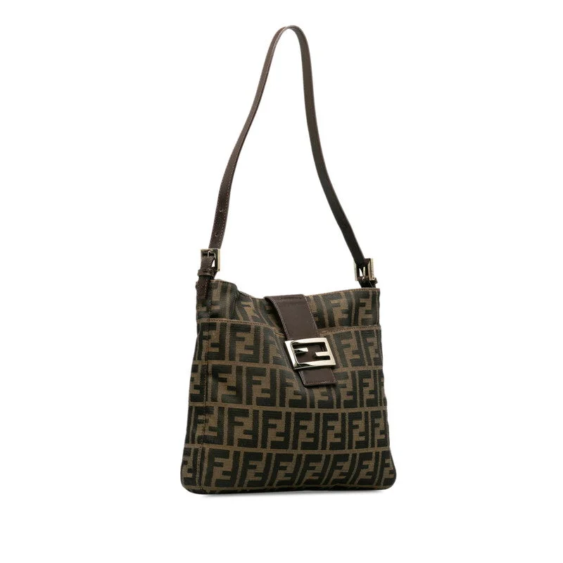 Fendi handbags with a perforated leather detail for a breathable and unique designFENDY ZUCKA MANMABACKET HANDBACK 26727 Brown canvas leather ladies FENDI