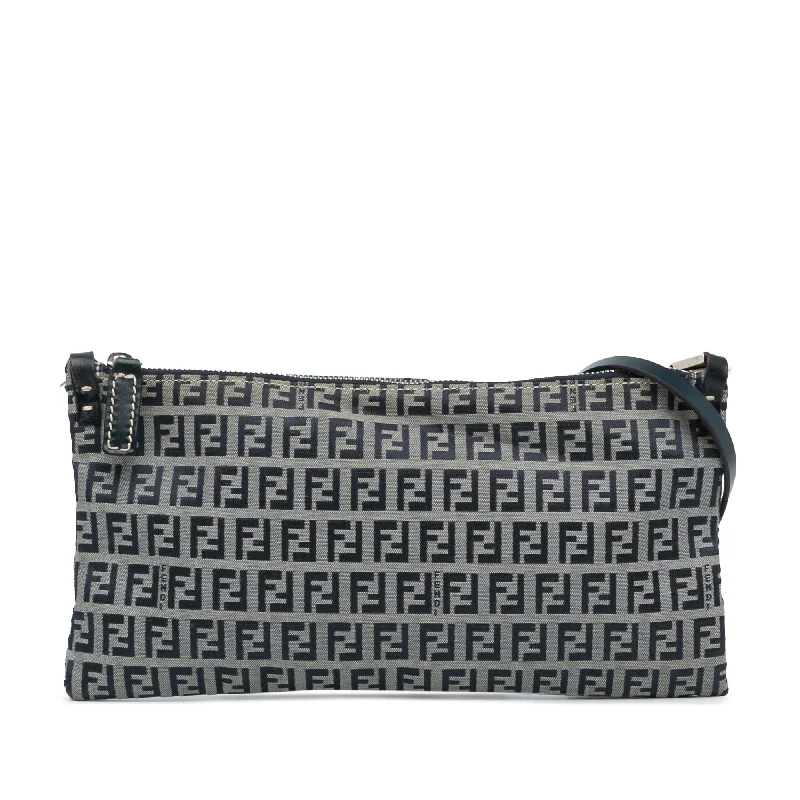 Ladies Fendi Peekaboo bags with a back - pocket organizer for better organizationBrown Fendi Zucchino Canvas Pochette Crossbody