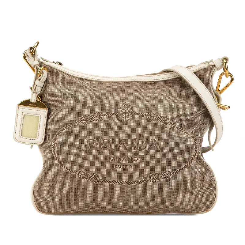 Ladies Prada Galleria bags with a textured leather surface for a more tactile lookBrown Prada Canapa Logo Crossbody