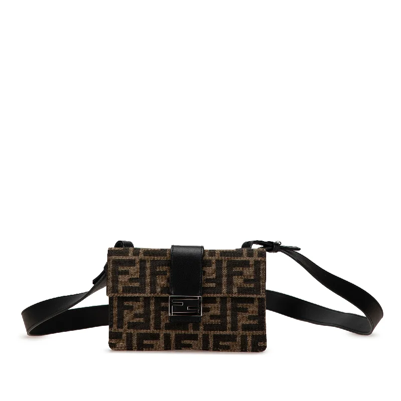 Fendi crossbody bags with a detachable fanny pack strap for a trendy and practical optionBrown Fendi Zucca Canvas Convertible Belt Bag