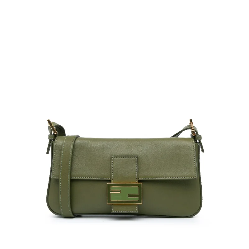 Fendi handbags with a biodegradable leather alternative for an eco - conscious choiceGreen Fendi Leather Baguette Crossbody