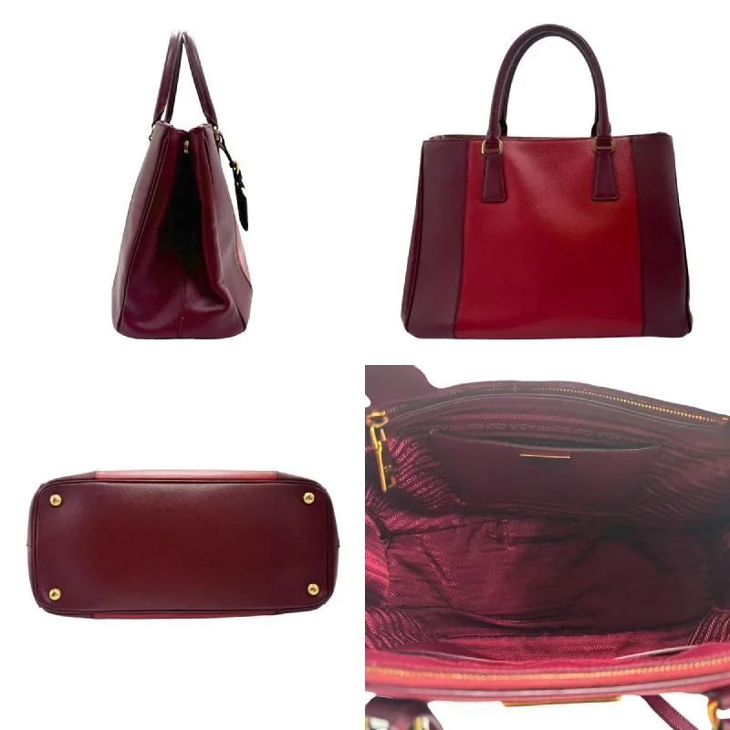 Prada tote bags with a double - handle and shoulder - strap option for easy usePRADA Saffiano Handbag