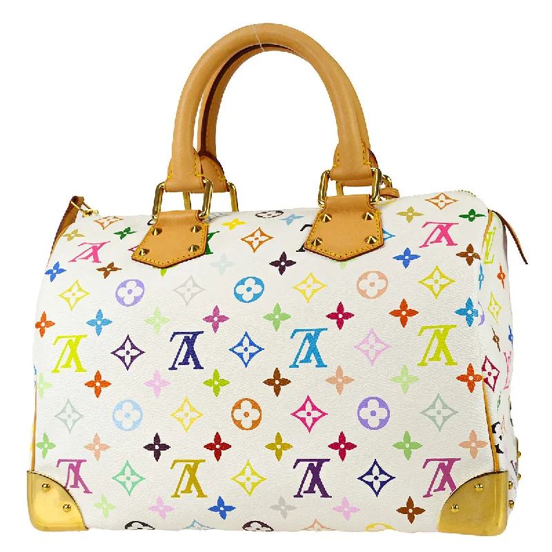 Louis Vuitton bags with a detachable mirror inside for on - the - go touch - upsLouis Vuitton 2008 White Monogram Multicolor Speedy 30 M92643