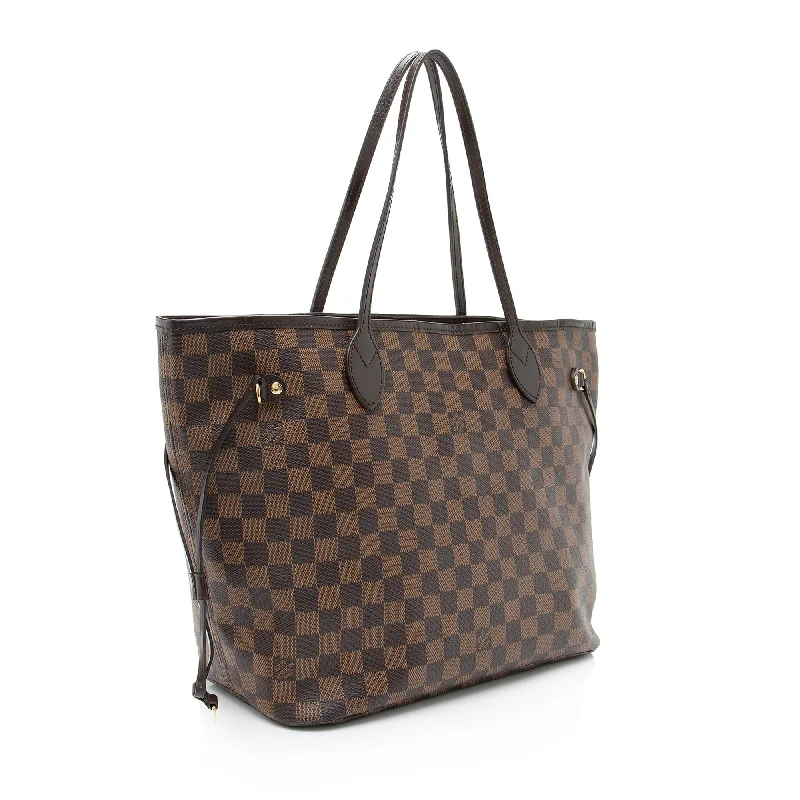 Louis Vuitton tote bags with a double - handle and shoulder - strap optionLouis Vuitton Damier Ebene Neverfull MM Tote (23215)