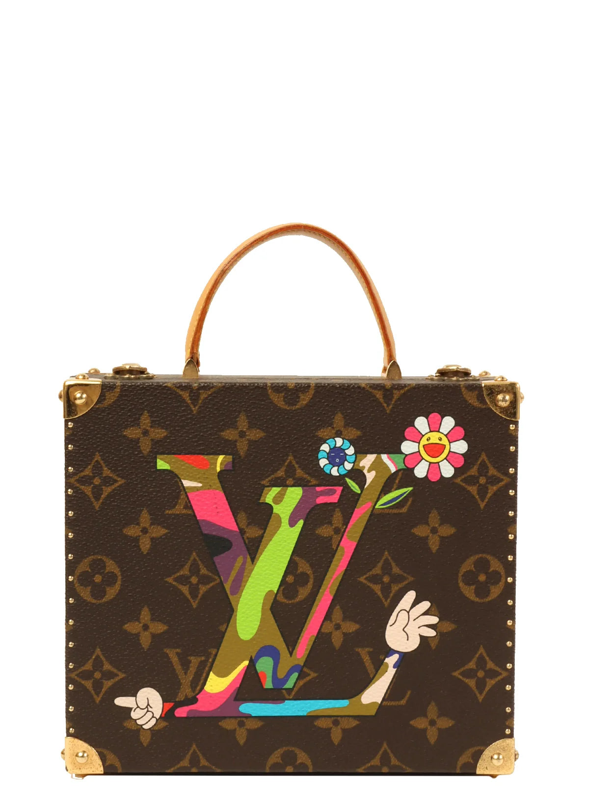 Louis Vuitton handbags with a back - zip pocket for storing valuablesLOUIS VUITTON 2007 Made Takashi Murakami Collaboration Monogram Jewelry Box Brown/Multi