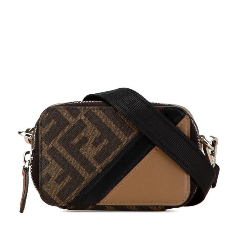 Fendi bags with a voice - activated pocket opener for a high - tech convenienceBrown Fendi Mini Zucca Diagonal Crossbody