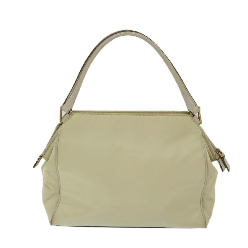 Prada handbags with a metal - framed clasp for durability and stylePRADA Hand Bag Nylon Beige  69075