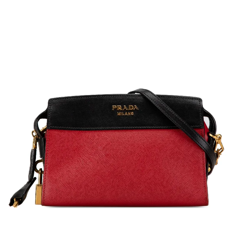 Prada Cahier bags with a monogram - embossed leather surfaceRed Prada Saffiano and City Calf Esplanade Crossbody