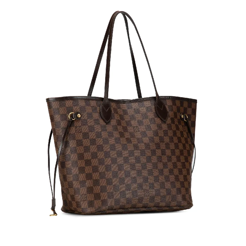 Louis Vuitton bags with a snap - button closure and a decorative charm for styleLouis Vuitton Damier Ebene Neverfull MM (XXTnau)