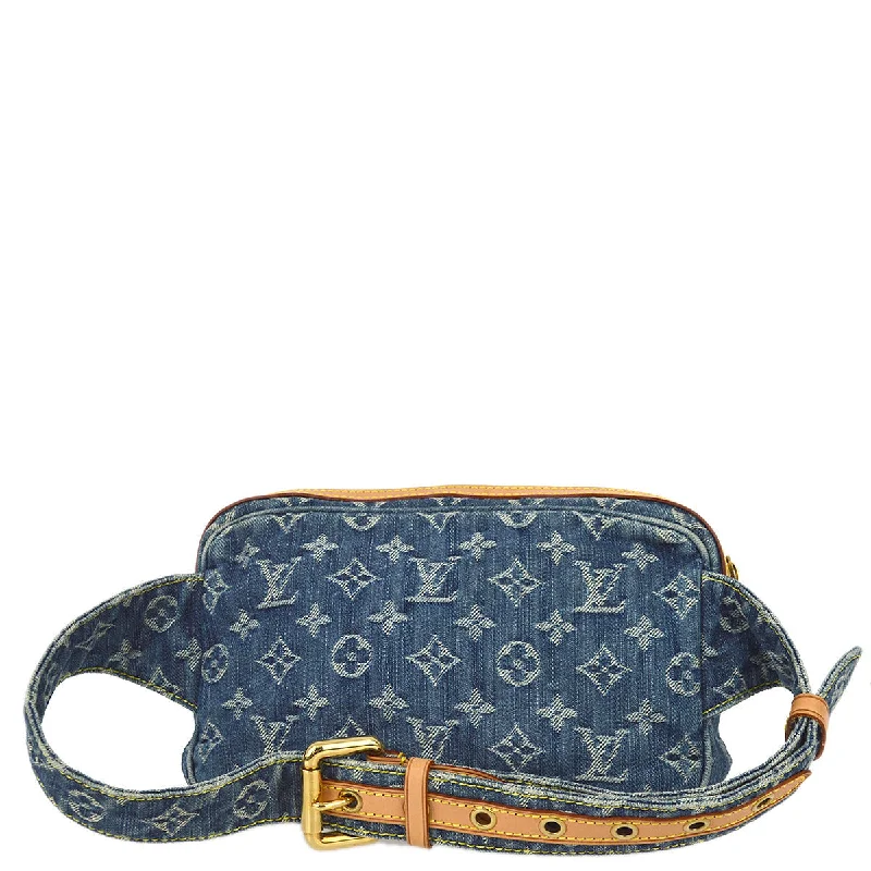 Louis Vuitton handbags with a metal - framed clasp for durabilityLouis Vuitton 2007 Blue Monogram Denim Bum Bag Waist Pouch M95347