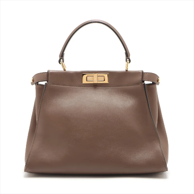 Fendi By The Way bags with a leather - wrapped drawstring for a luxurious and tactile feelFENDI Peekaboo Medium in Leather Brown 8BN290