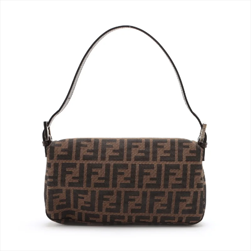 Fendi By The Way bags with a suede interior lining for a luxurious and soft feelFENDI Mamma Baguette in Zucca Monogram Canvas Leather Brown