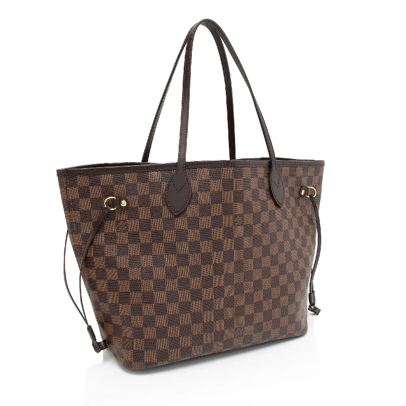 Louis Vuitton bags with a snap - button closure and a decorative charm for styleLouis Vuitton Damier Ebene Neverfull MM Tote (F1jD0J)