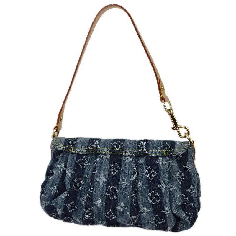 Ladies Louis Vuitton shoulder bags with a wide - width strap for comfortLouis Vuitton 2006 Mini Pleaty Handbag Monogram Denim Blue M95333