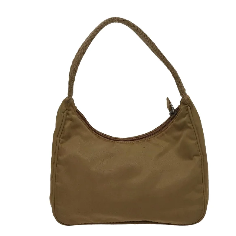 Ladies Prada shoulder bags with a magnetic - closure flap for easy opening and closingPRADA Hand Bag Nylon Beige  77744