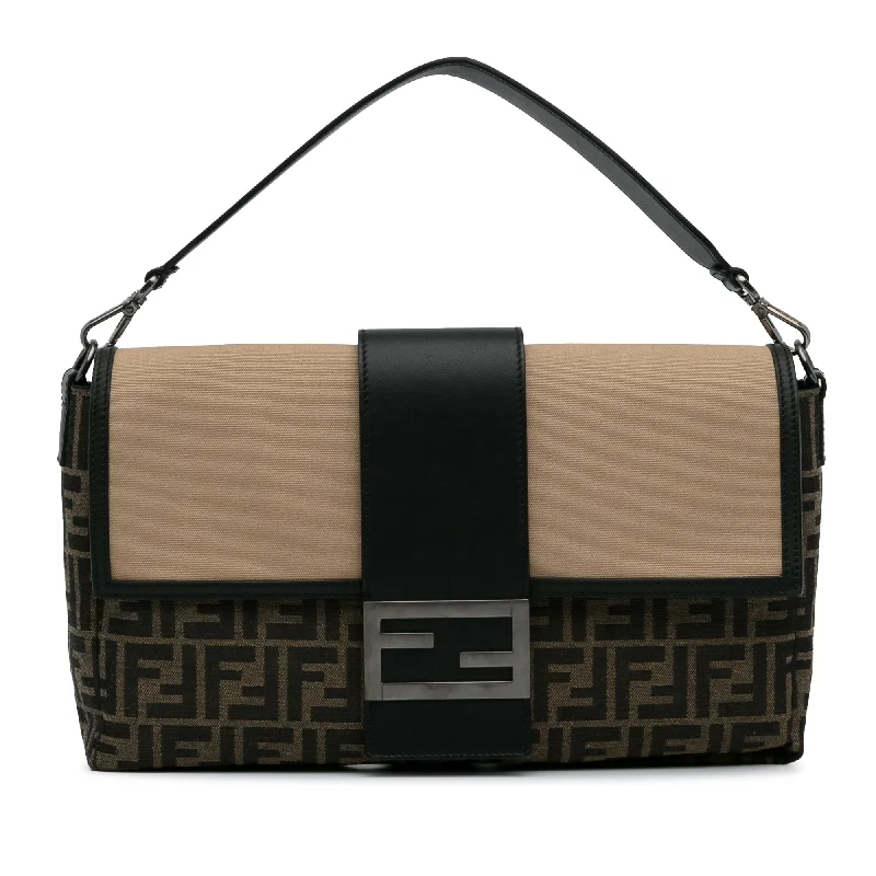 Fendi Baguette bags with a studded leather trim for a bold and edgy lookBrown Fendi Large Zucca Canvas Convertible Belt Baguette Satchel