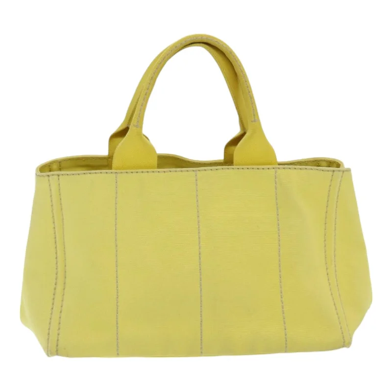 Prada Galleria bags with a structured silhouette for a professional lookPRADA Canapa MM Hand Bag Canvas Yellow  ar12201