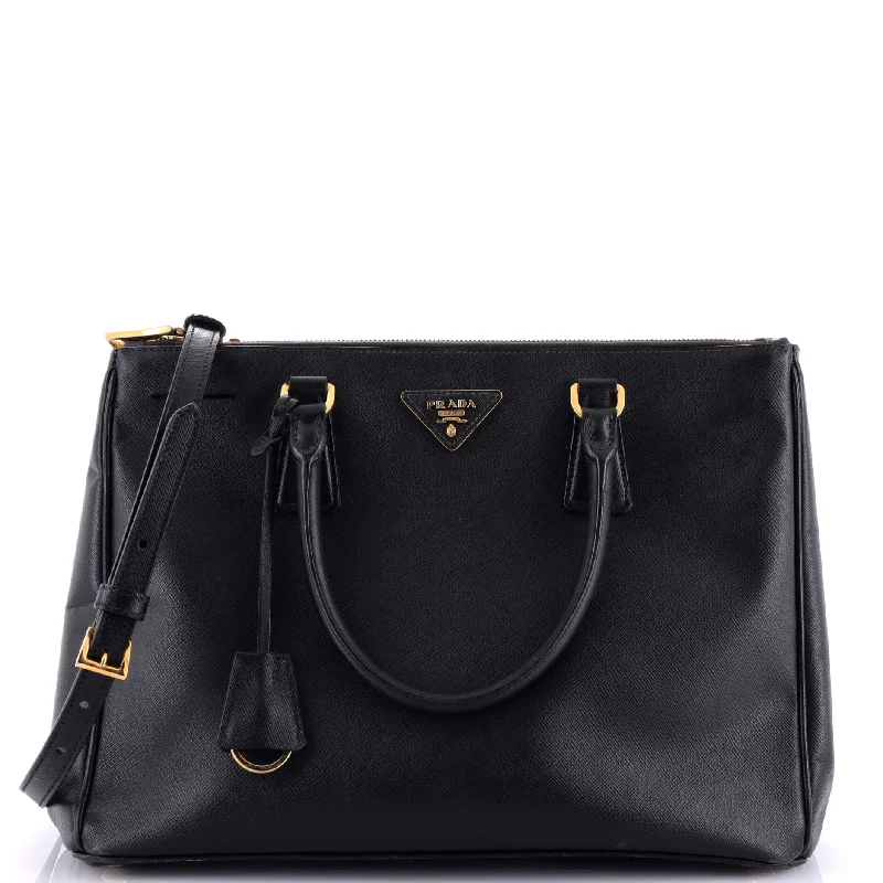 Prada tote bags with a spacious interior and a magnetic - snap closureDouble Zip Lux Tote Saffiano Leather Medium