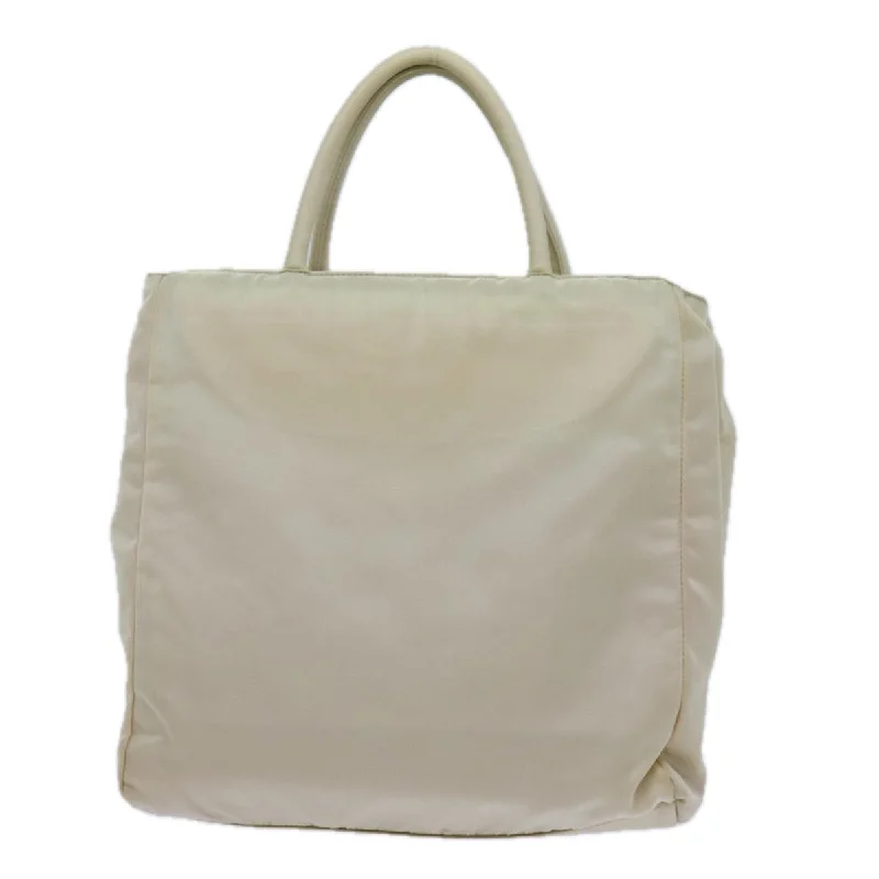 Prada nylon backpacks with a hidden back pocket for securityPRADA Hand Bag Nylon Beige  72007