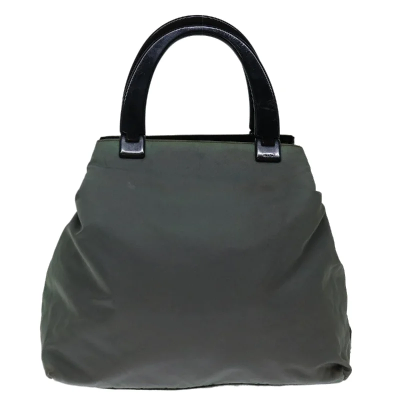 Prada tote bags with a printed Prada logo on the front for brand visibilityPRADA Hand Bag Nylon Khaki  72006