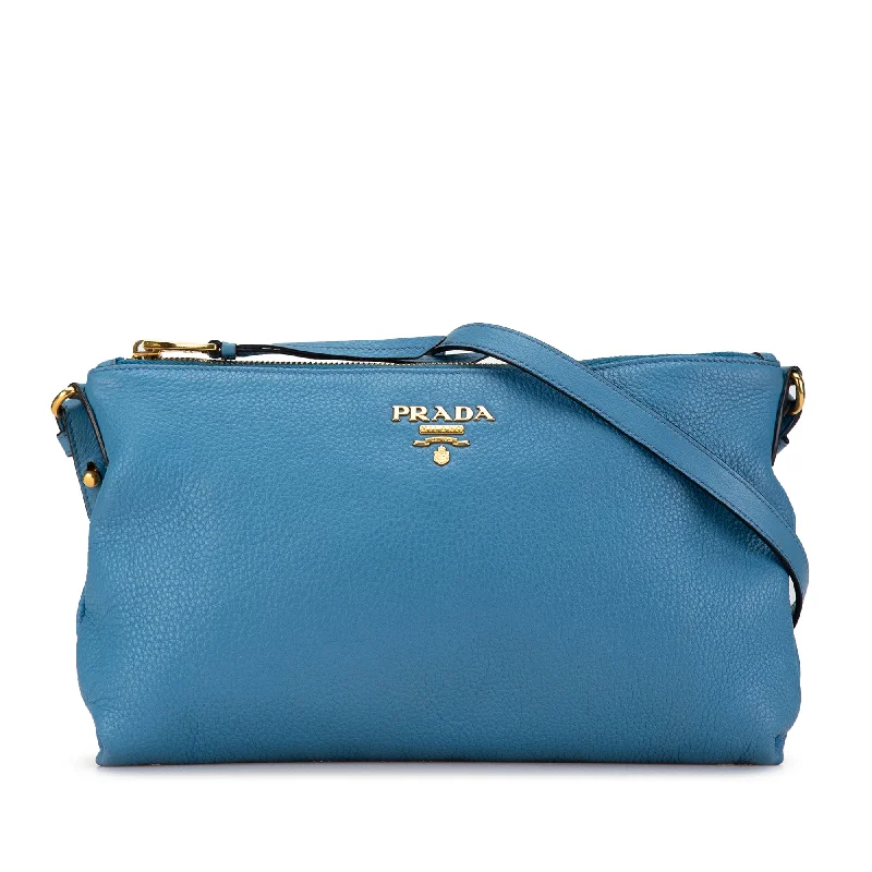 Ladies Prada Re - Edizione 2005 bags with a star - shaped charm for a playful touchBlue Prada Vitello Daino Crossbody