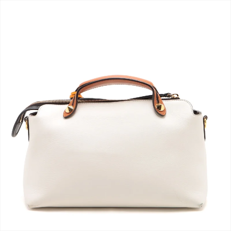 Ladies Fendi shoulder bags with a detachable key fob for easy key managementFendi Byzaw Medium Leather Handbag White 8BL146