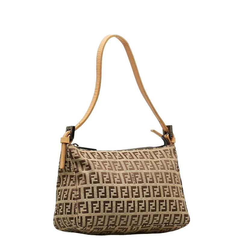 Fendi bags with a detachable mobile phone holder for on - the - go connectivityFENDI Handbag Linen/ Beige Brown 8BR155