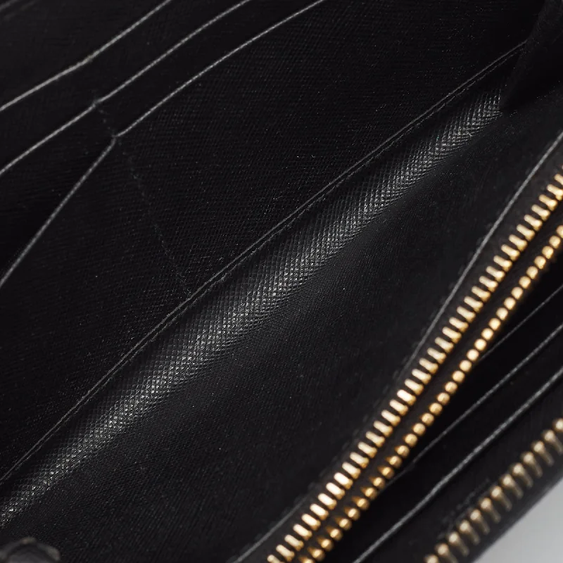 Ladies Prada shoulder bags with a magnetic - closure flap for easy opening and closingPRADA Black Saffiano Lux Leather Zip Continental Wallet