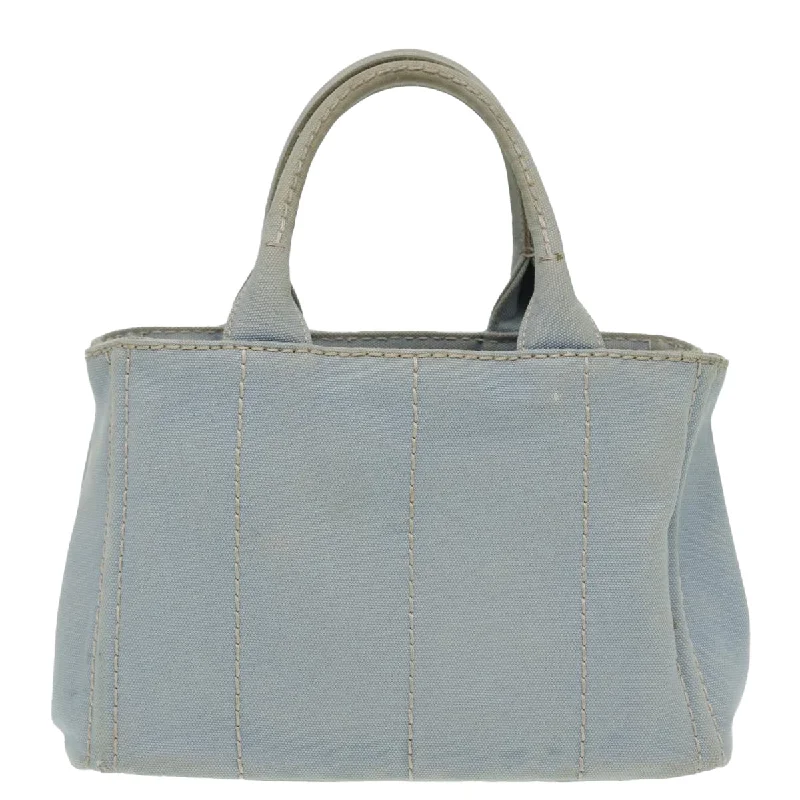 Prada bags with a zippered interior pocket for separating itemsPRADA Canapa PM Hand Bag Canvas Light Blue  84449