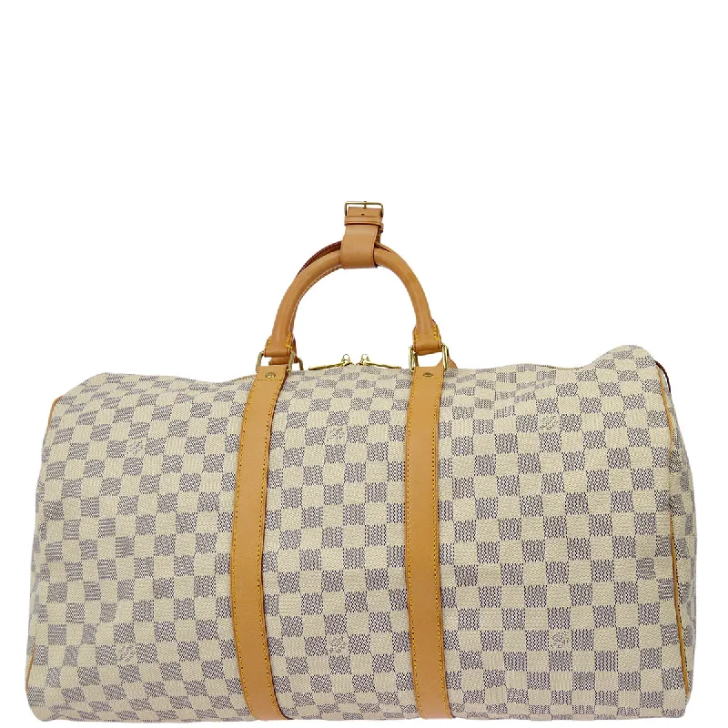 Louis Vuitton bags with a front - zip pocket for small items like keysLouis Vuitton 2007 Damier Azur Keepall 50 N41430