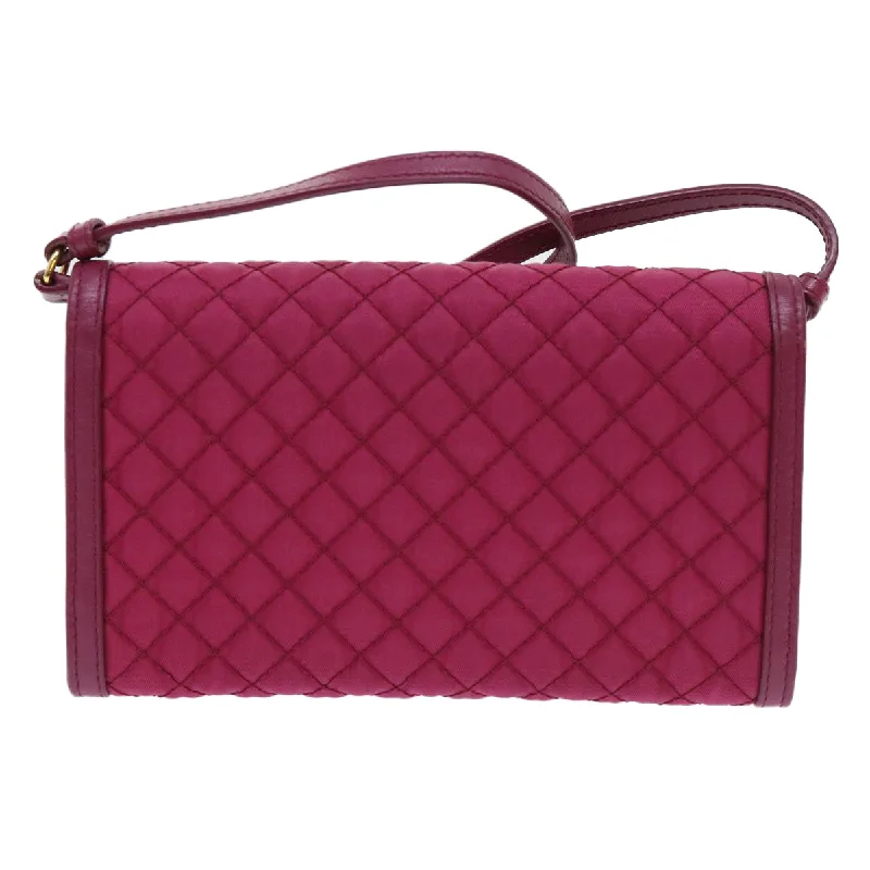 Prada bags with a chain - link trim and a leather body for a modern and stylish edgePRADA Quilted Shoulder Wallet Nylon Pink  51883