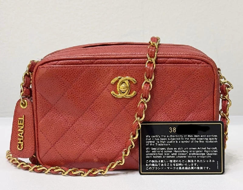 Chanel bags with iconic gold chainsChanel bags with iconic gold chainsChanel Caviar Quilted Camera Case Red