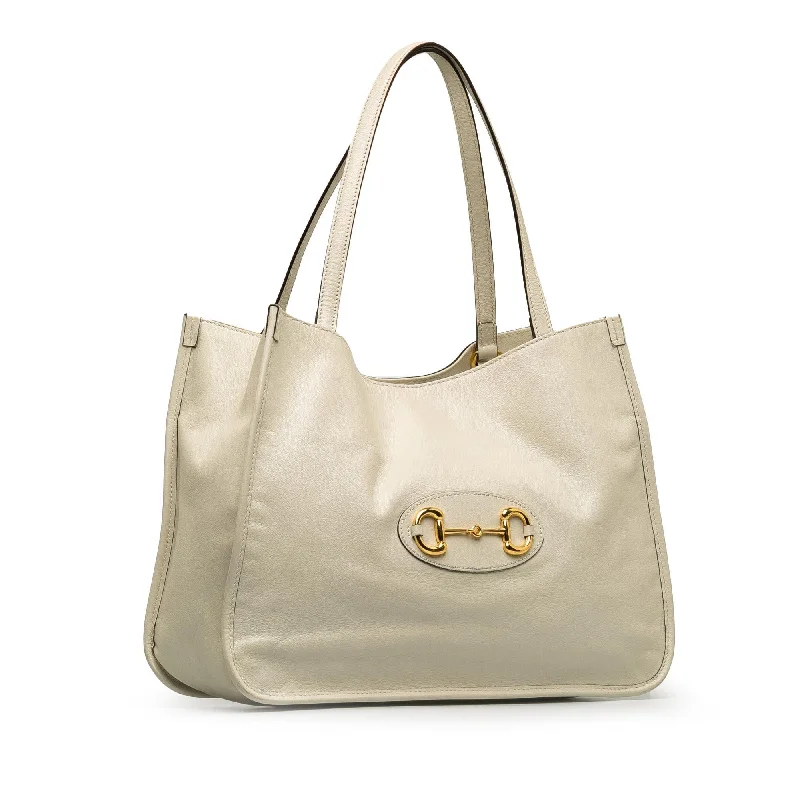 Women Gucci Sylvie bags with a detachable ribbon detailGucci Horsebit 1995 Leather Tote Bag (NtCtNO)