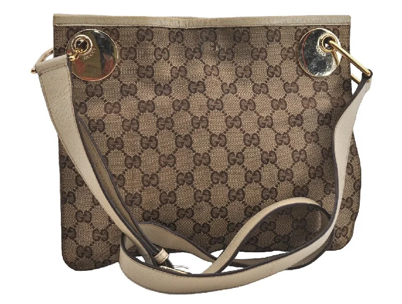 Gucci Marmont bags for women with quilted leather exteriorsAuthentic GUCCI Eclipse Shoulder Cross Bag GG Canvas Leather 120841 Brown 2135I