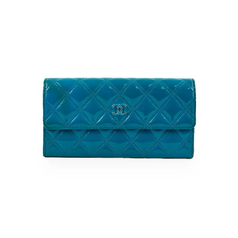 Chanel bags available in bold colors and patternsChanel bags available in bold colors and patternsChanel Long Patent Blue Wallet