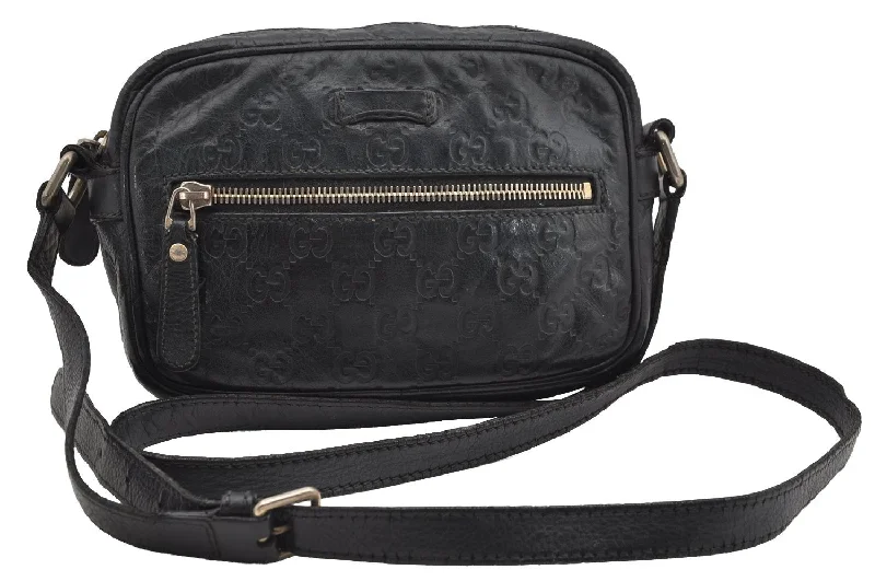 Women Gucci Sylvie bags with a crystal - embellished web stripeAuthentic GUCCI Guccissima GG Leather Shoulder Cross Body Bag 201447 Black 2067I