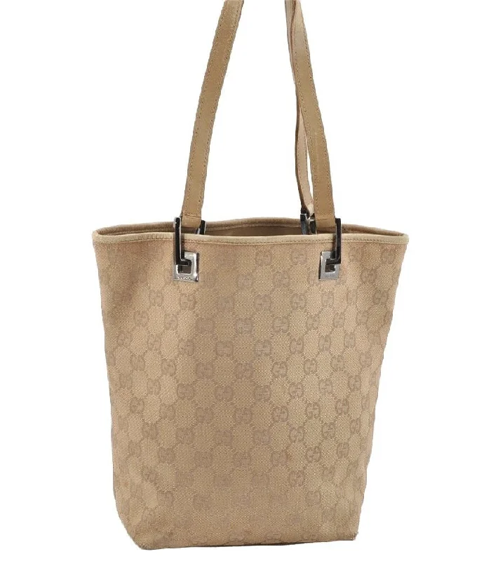 Gucci backpacks for women with a sleek silhouetteAuthentic GUCCI Vintage Shoulder Tote Bag GG Canvas Leather 31244 Beige 2245I