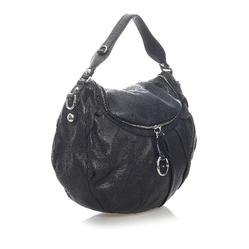 Women Gucci bags with a detachable mirror insideGucci Icon Bit Leather Hobo Bag (33167)