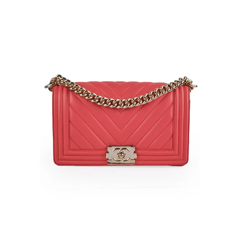 Chanel bags available in bold colors and patternsChanel bags available in bold colors and patternsChanel Old Medium Boy Coral Pink