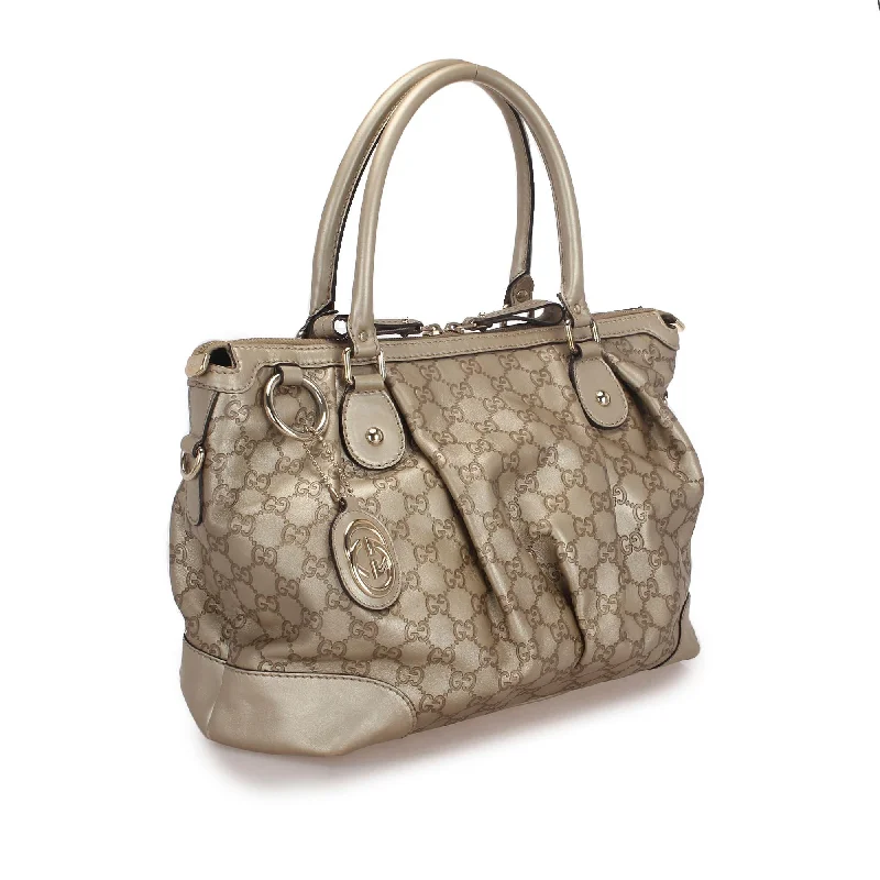 Ladies Gucci shoulder bags with a single - handle designGucci Guccissima Sukey Leather Satchel (22760)