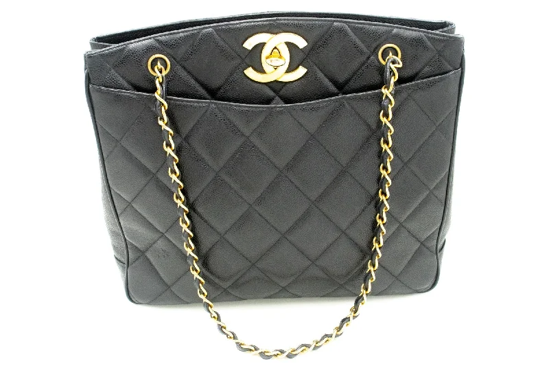 Chanel bags with gold, silver, and pearl accentsChanel bags with gold, silver, and pearl accentsCHANEL Caviar Large Chain Shoulder Bag Black Quilted Leather