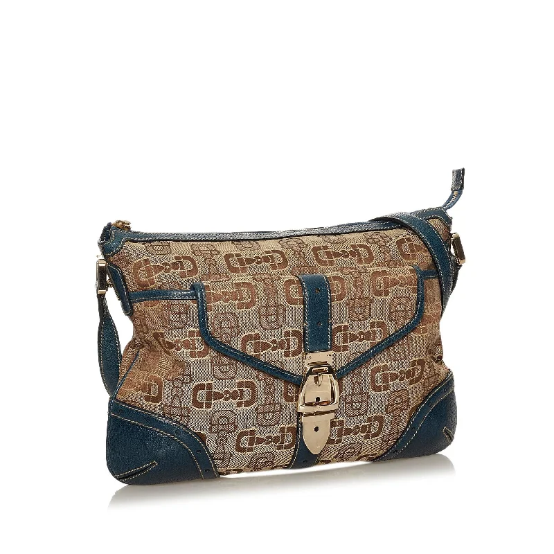 Women Gucci crossbody bags with a woven leather strapGucci Horsebit Canvas Crossbody Bag (28380)