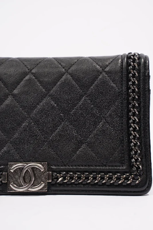 Chanel bags for a polished and professional appearanceChanel bags for a polished and professional appearanceChanel Boy Chain Wallet Black Lambskin Leather