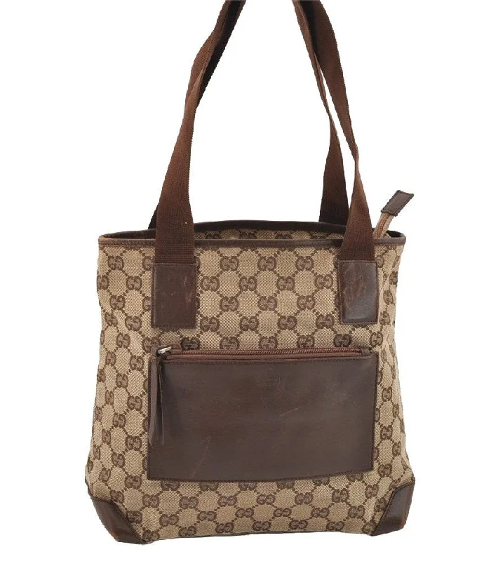 Gucci backpacks for women with a sleek silhouetteAuthentic GUCCI Vintage Shoulder Tote Bag GG Canvas Leather 0190402 Brown 2150I