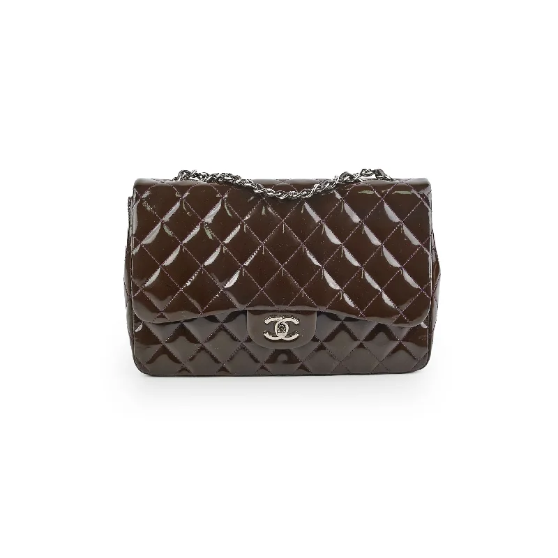 Chanel bags with exclusive seasonal releasesChanel bags with exclusive seasonal releasesChanel Jumbo Patent Brown Shoulder Bag