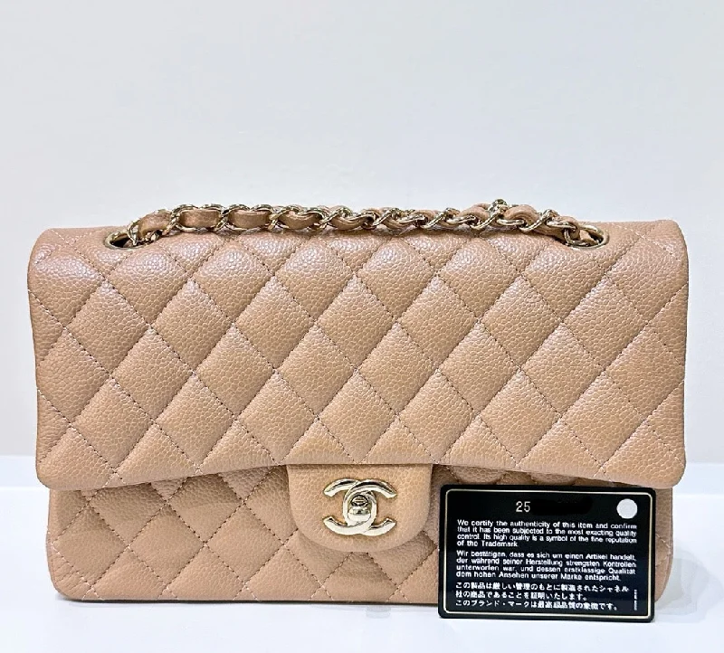 Chanel bags with modern touchesChanel bags with modern touchesCHANEL Caviar Quilted Medium Double Flap Beige