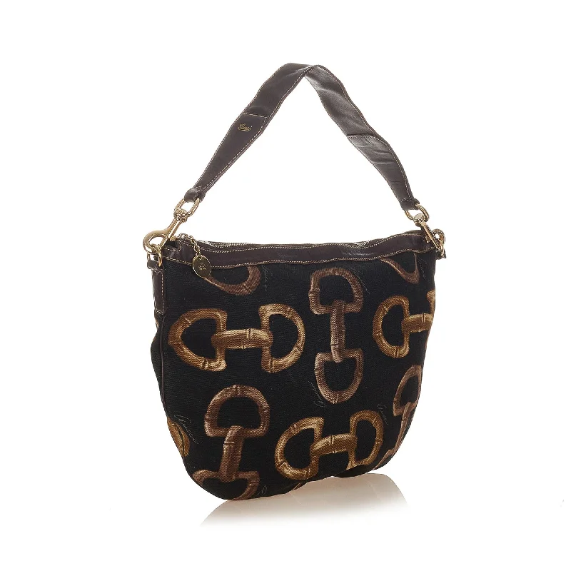 Women Gucci Sylvie bags with a detachable ribbon detailGucci Horsebit Canvas Hobo Bag (25696)