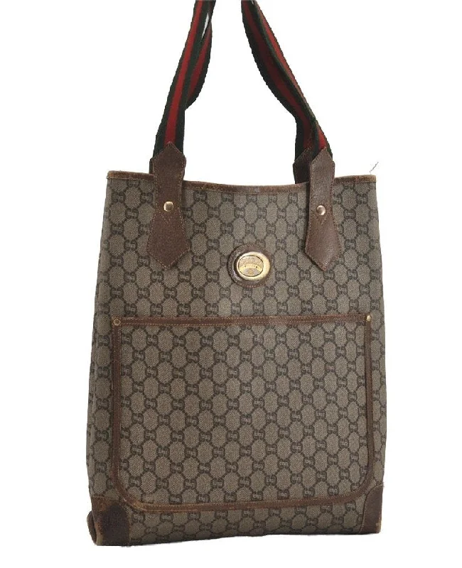 Gucci Marmont bags for women with a snakeskin - effect panelAuthentic GUCCI Web Sherry Line GG Plus Vintage Tote Bag PVC Leather Brown 2533I